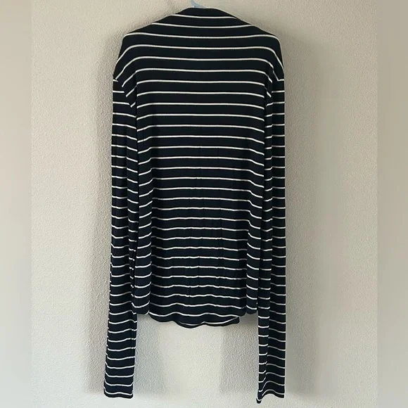 American Eagle Soft&Sexy Long Sleeve Mock Neck Ribbed T-Shirt Navy Size M - Picture 5 of 13